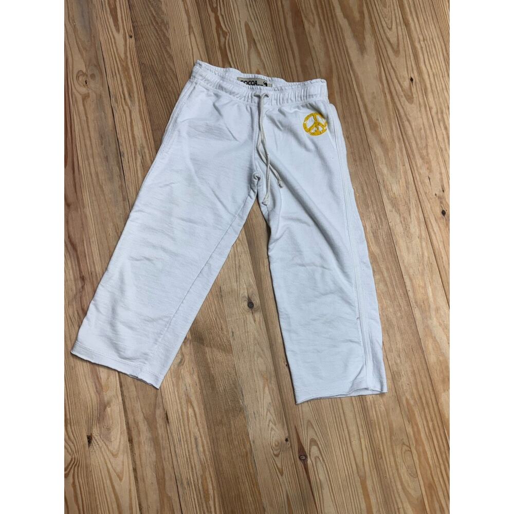 Cocoa Authentic Vintage EST 1898 Women's White Joggers Size Small Yellow Peace